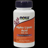 ALA Alpha Liponsyre 100 MG og askorbinsyre og vitamin E 60 kapsler NOW FOODS